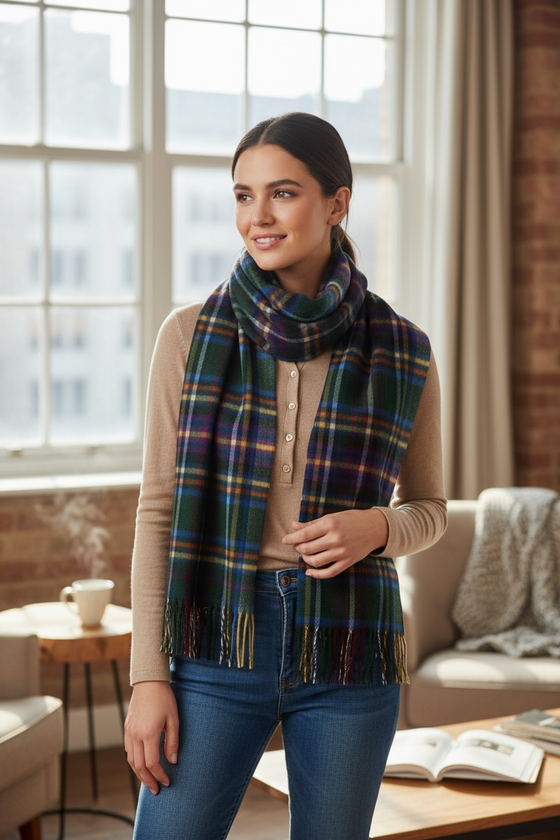 Hemley - Wool and Cashmere Checkered Scarf