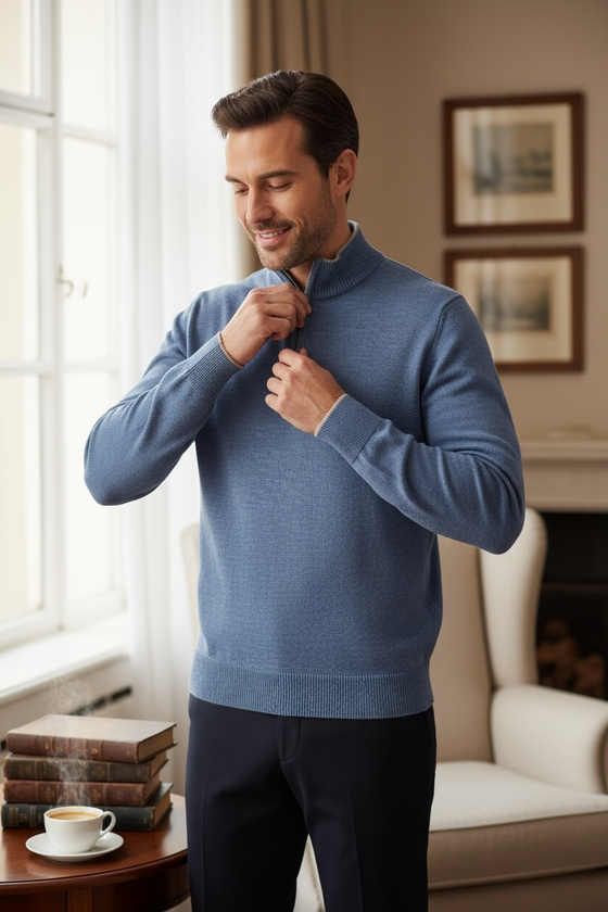 Emanuel Berg - Extra fine merino wool zip collar sweater