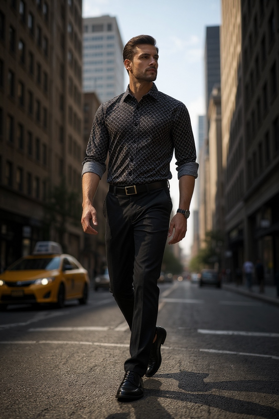 Emanuel Berg - Long Sleeve Shirt Premium Quality Jersey - Modern Fit - Charcoal