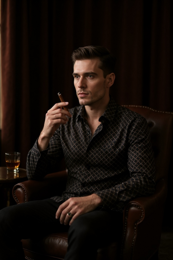 Emanuel Berg - Long Sleeve Shirt Premium Quality Jersey - Modern Fit - Charcoal