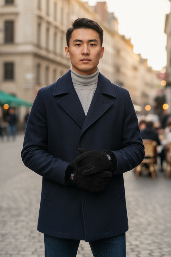 Crown Cap - Double-sided sheepskin gloves for men