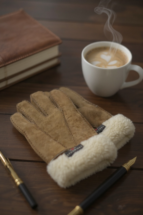 Crown Cap - Double-sided sheepskin gloves for men