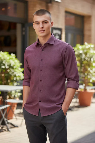 Emanuel Berg - Byron - Chemise manches longues unie Albini 4Flex - Modern Fit - Medium Red
