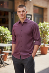 Emanuel Berg - Byron - Albini 4Flex solid long sleeve shirt - Modern Fit - Medium Red