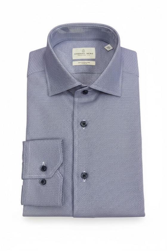 Emanuel Berg - Byron - Plain long sleeve shirt Albini 4Flex - Modern Fit - Bright Blue