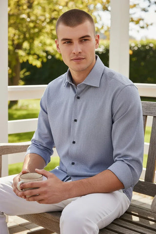 Emanuel Berg - Byron - Chemise manches longues unie Albini 4Flex - Modern Fit - Bright Blue