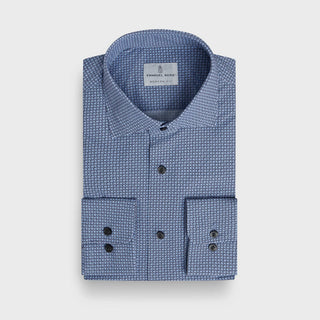 Emanuel Berg - Rialto - Chemise manches longues motifs Performance - Modern Fit - Medium Blue