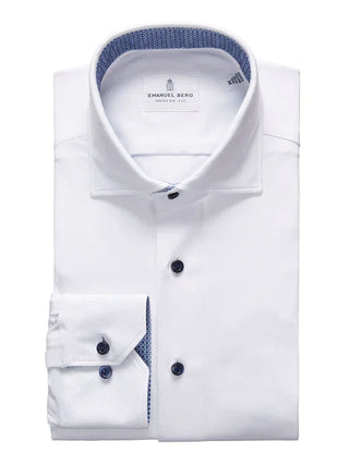 Emanuel Berg - Byron - Albini 4Flex plain long-sleeved shirt - Modern Fit - White