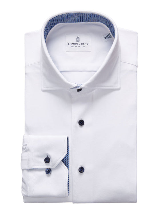 Emanuel Berg - Byron - Chemise manches longues unie Albini 4Flex - Modern Fit - Blanc