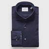 Emanuel Berg - Byron - Albini 4Flex plain long-sleeved shirt - Modern Fit - Navy