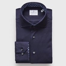  Emanuel Berg - Byron - Albini 4Flex plain long-sleeved shirt - Modern Fit - Navy