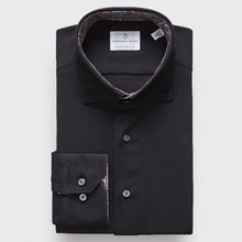  Emanuel Berg - Byron - Albini 4Flex Plain Long Sleeve Shirt - Modern Fit - Black