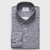 Emanuel Berg - Byron - Albini 4Flex Patterned Long Sleeve Shirt - Modern Fit - Charcoal