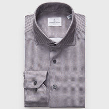  Emanuel Berg - Byron - Albini 4Flex Patterned Long Sleeve Shirt - Modern Fit - Gray