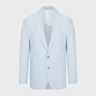 Emanuel Berg - Seersucker 2-Button D-Constructed Shirt Jacket - Bleu