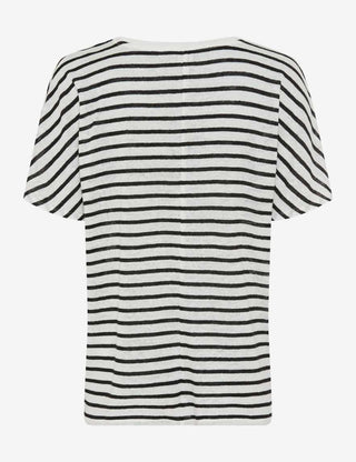 BRAX - Caelen - Striped linen T-shirt - Black