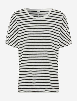 BRAX - Caelen - Striped linen T-shirt - Black