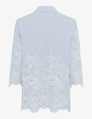 BRAX - Vicki - Blouse de coton à rayures et broderies