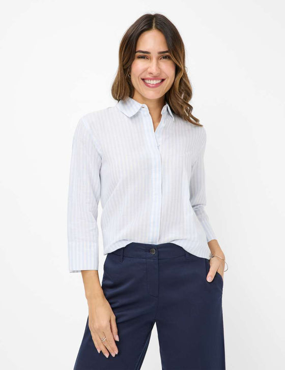 BRAX - Vicki - Striped linen and cotton blouse