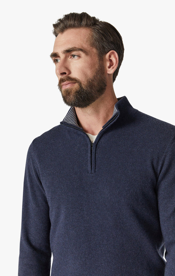 34 Heritage - Cashmere Zip Collar Sweater - Dark Navy