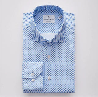 Emanuel Berg - Byron - Chemise manches longues à motifs Albini 4Flex - Modern Fit - Bleu/Blanc - LE CAPITAINE D'A BORD