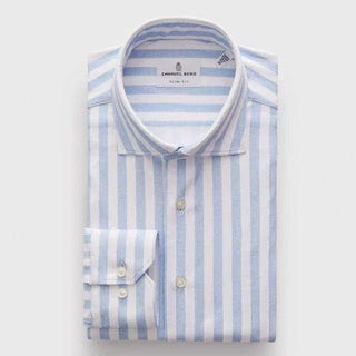 Emanuel Berg - Byron - Chemise manches longues à rayures Albini 4Flex - Modern Fit - Blanc/Bleu - LE CAPITAINE D'A BORD