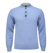  Emanuel Berg - Chandail col à boutons de laine mérinos Premium - Bleu - LE CAPITAINE D'A BORD