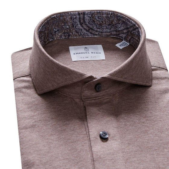 Emanuel Berg - Polo manches longues Premium Jersey Knit - Modern Fit - Chocolat - LE CAPITAINE D'A BORD