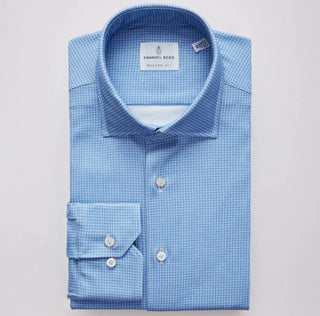 Emanuel Berg - Byron - Long sleeve shirt with Albini 4Flex patterns - Modern Fit - Blue