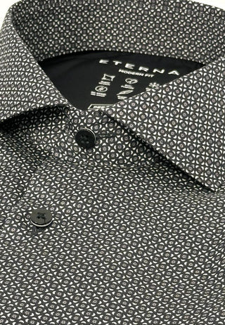 ETERNA - Chemise manches longues à motifs Performance Modern Fit - Noir - LE CAPITAINE D'A BORD