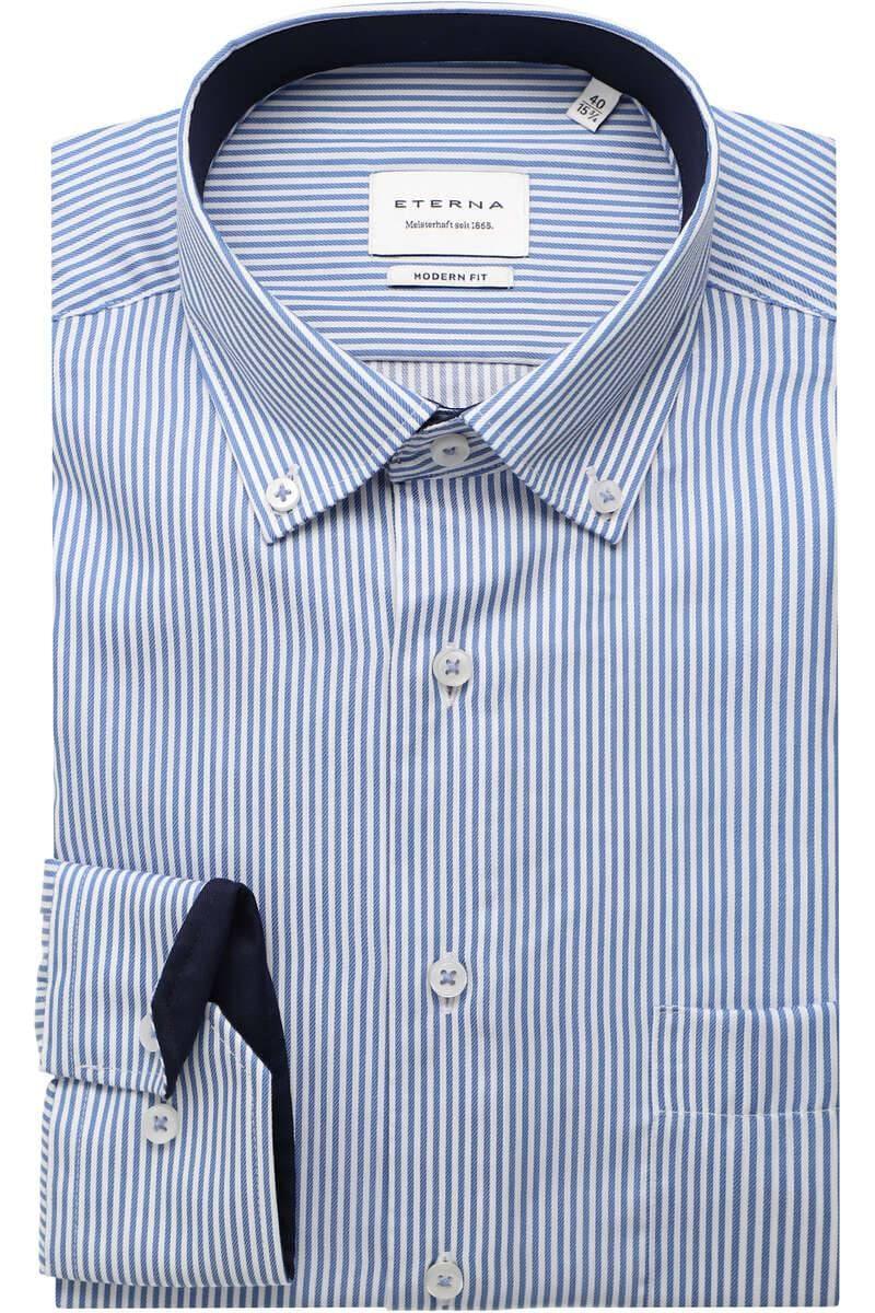 ETERNA - Modern Fit Striped Long Sleeve Shirt - Blue – LE CAPITAINE D'A ...