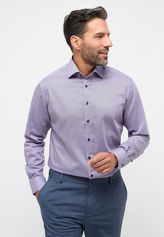 ETERNA - Chemise motifs manches longues Modern Fit - Marine/Rouge - LE CAPITAINE D'A BORD