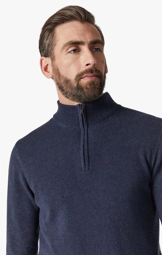 34 Heritage - Cashmere Zip Collar Sweater - Dark Navy