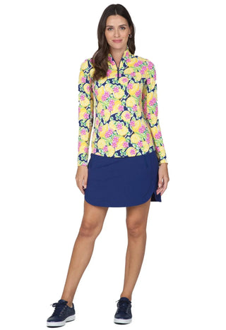 Ibkül - Calista Print Long Sleeve Mock Neck Top – 10652 - LE CAPITAINE D'A BORD