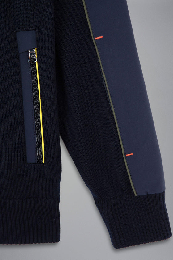 Paul & Shark - Cardigan zip de laine avec appliqués de nylon Typhoon - LE CAPITAINE D'A BORD