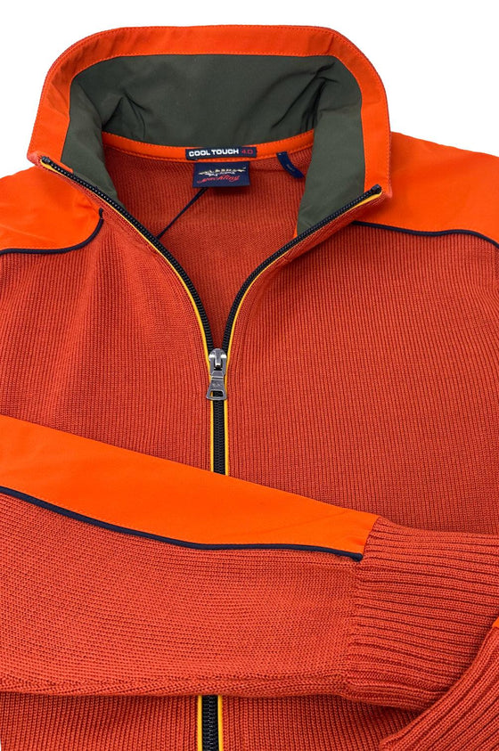 Paul & Shark - Cardigan zip de laine avec appliqués de nylon Typhoon - LE CAPITAINE D'A BORD