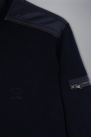 Paul & Shark - Cardigan zip de laine avec nylon aux épaules - LE CAPITAINE D'A BORD