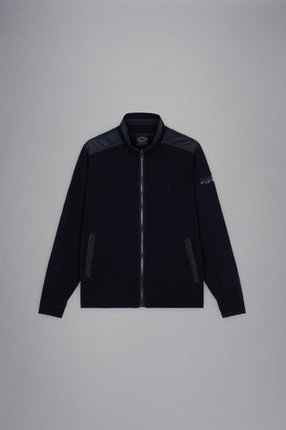 Paul & Shark - Cardigan zip de laine avec nylon aux épaules - LE CAPITAINE D'A BORD