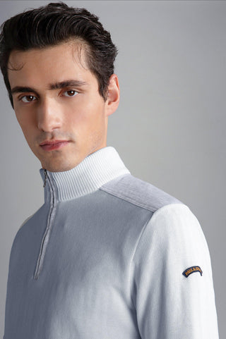 Paul & Shark - Chandail col zip de coton Fresco avec appliqués de lin - LE CAPITAINE D'A BORD