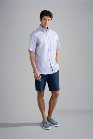 Paul & Shark - Chemise manches courtes à carreaux de coton Silver Collection - LE CAPITAINE D'A BORD
