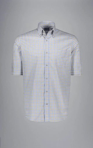 Paul & Shark - Chemise manches courtes à carreaux de coton Silver Collection - LE CAPITAINE D'A BORD