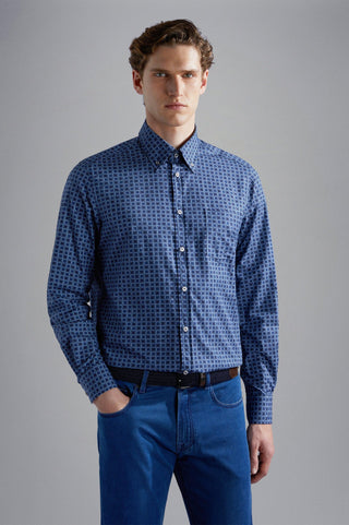 Paul & Shark - Chemise manches longues de coton poplin à motifs - LE CAPITAINE D'A BORD