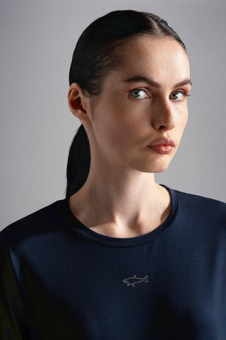 Paul & Shark Ladies - T-shirt manches courtes de coton avec requin Swarovski pour femme - LE CAPITAINE D'A BORD