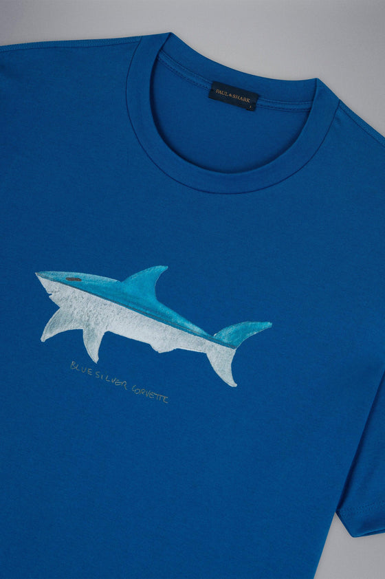 Paul & Shark - T-shirt manches courtes de coton Blue Silver Corvette "par Bixio" - LE CAPITAINE D'A BORD