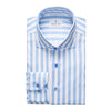 Emanuel Berg - Byron - Albini 4Flex Striped Long Sleeve Shirt - Modern Fit - White/Blue