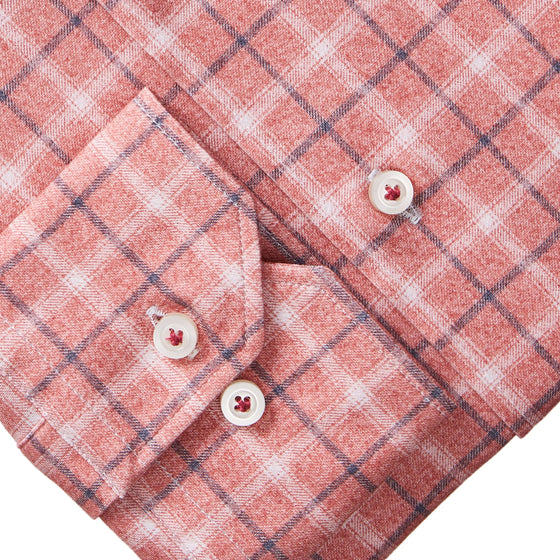 Emanuel Berg - Byron - Albini 4Flex Checked Long Sleeve Shirt - Modern Fit - Brick