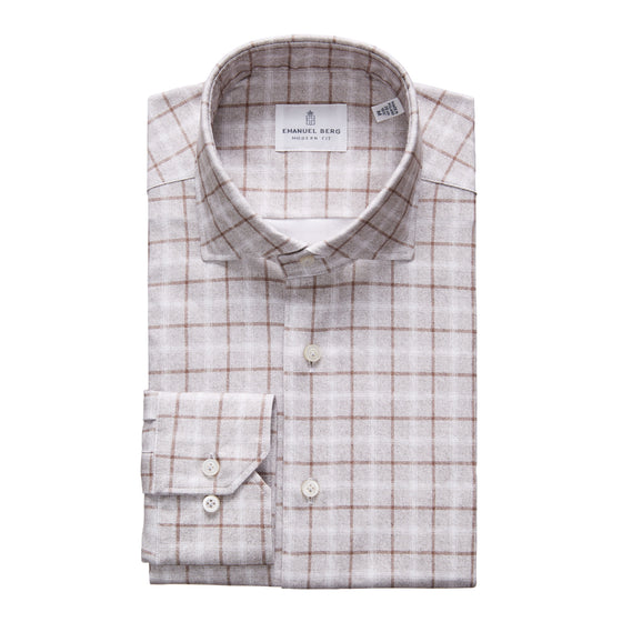 Emanuel Berg - Byron - Albini 4Flex Checked Long Sleeve Shirt - Modern Fit - Gray