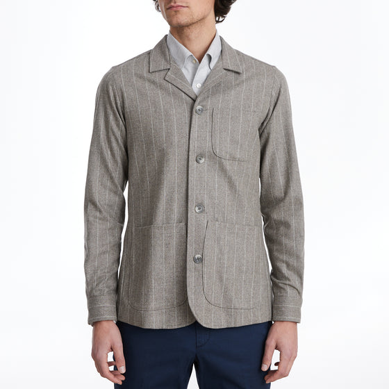 Emanuel Berg - Stripe Wool D-Constructed Shirt Jacket - Beige