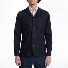  Emanuel Berg - Stripe Wool D-Constructed Shirt Jacket - Marine