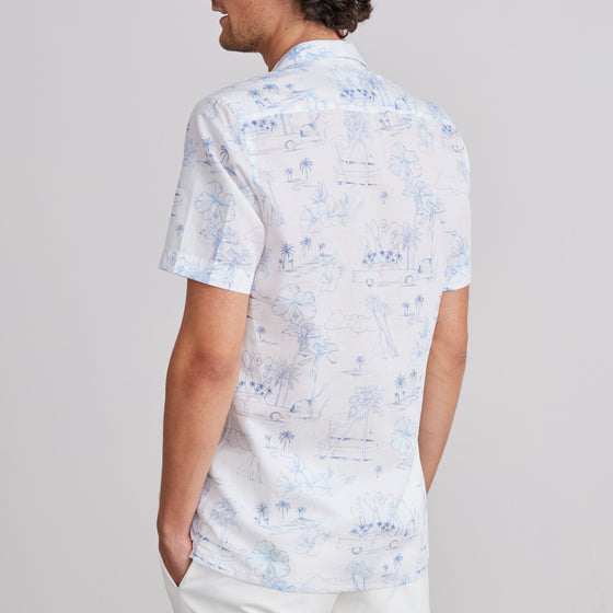 Emanuel Berg - Short-sleeved printed cotton and linen shirt